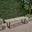 61.75 Inch 3-Seat Soft Gray and Black Acacia Wood Metal Outdoor Bench, Modern Rustic Patio Seating
