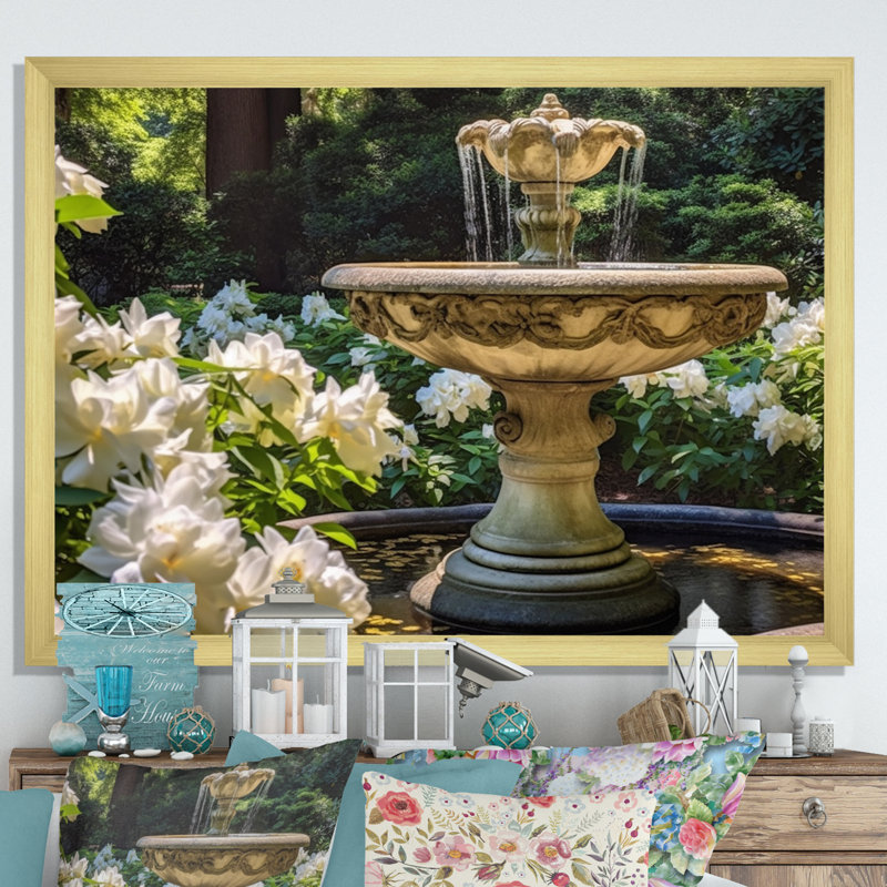 Floral Architecture Serene II - Floral Wall Art Living Room, H 24 po x l 32 po x P 1 po, Encadrement doré