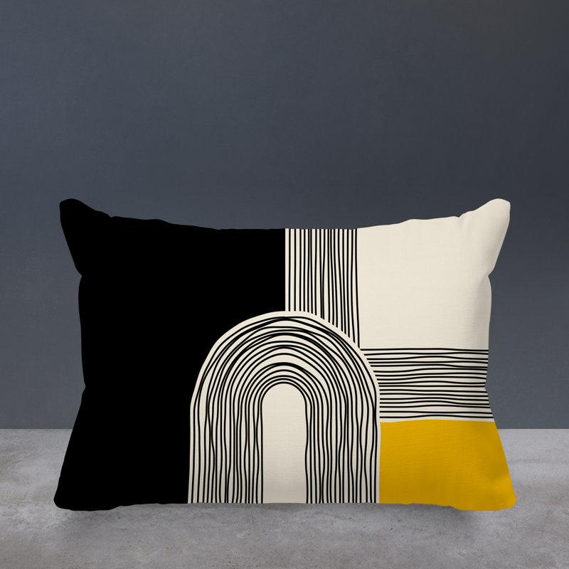 Housse et insert de coussin rectangulaire intérieur / extérieur Cassie, Jaune, H 14 po x l 20 po