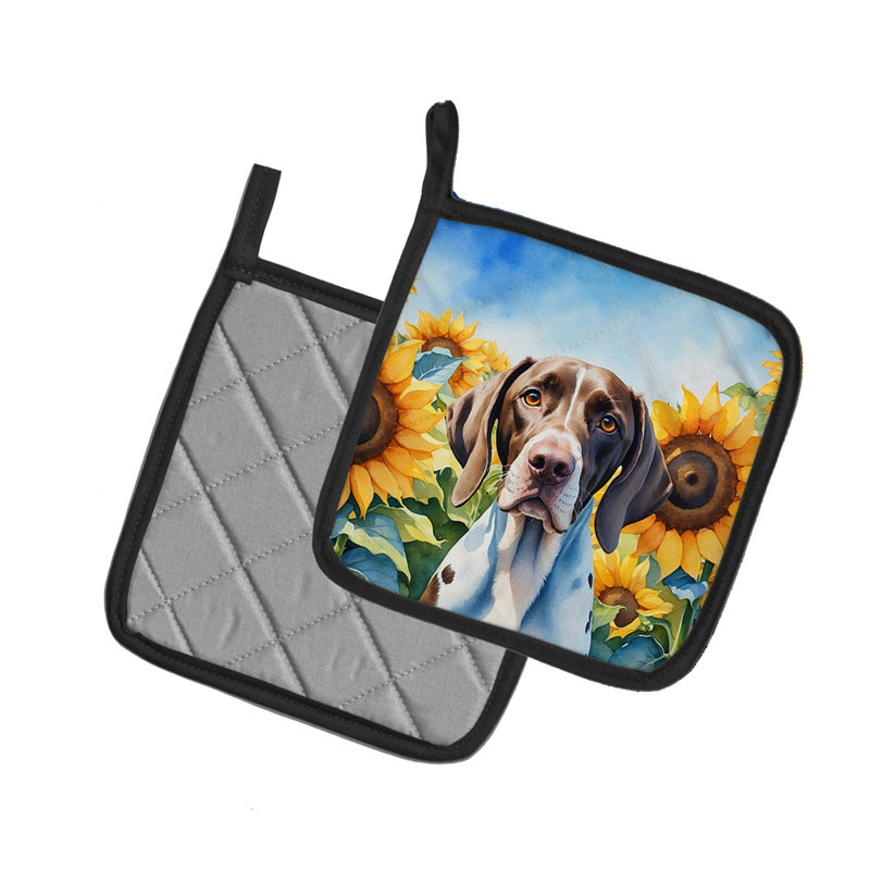 Caroline's Treasures In Sunflowers Floral Polyester Potholder Set