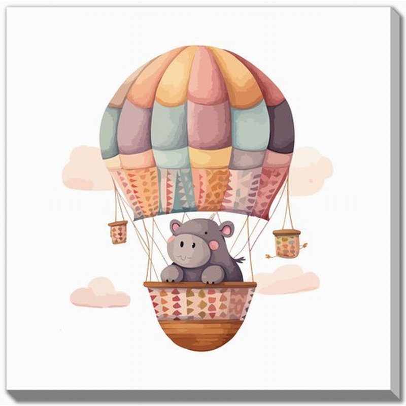 Hippopotame 2, art mural, H 16 po x l 16 po