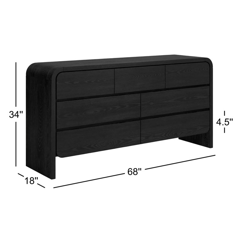 Commode 7 tiroirs Nori, Noir