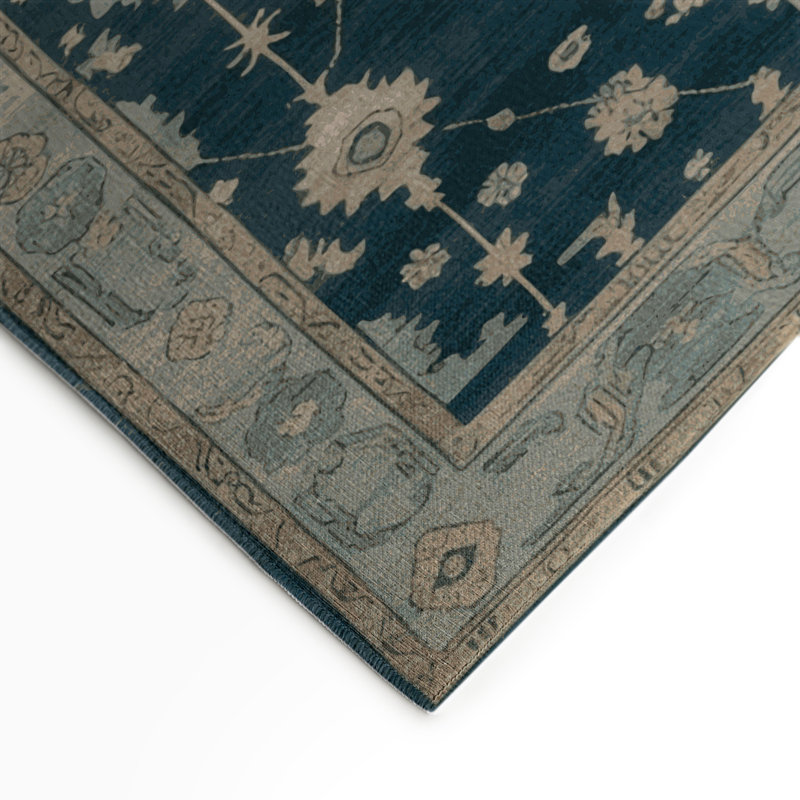 Overdyed Blue Indoor and Outdoor Area Rug, Rectangle 3' x 5'