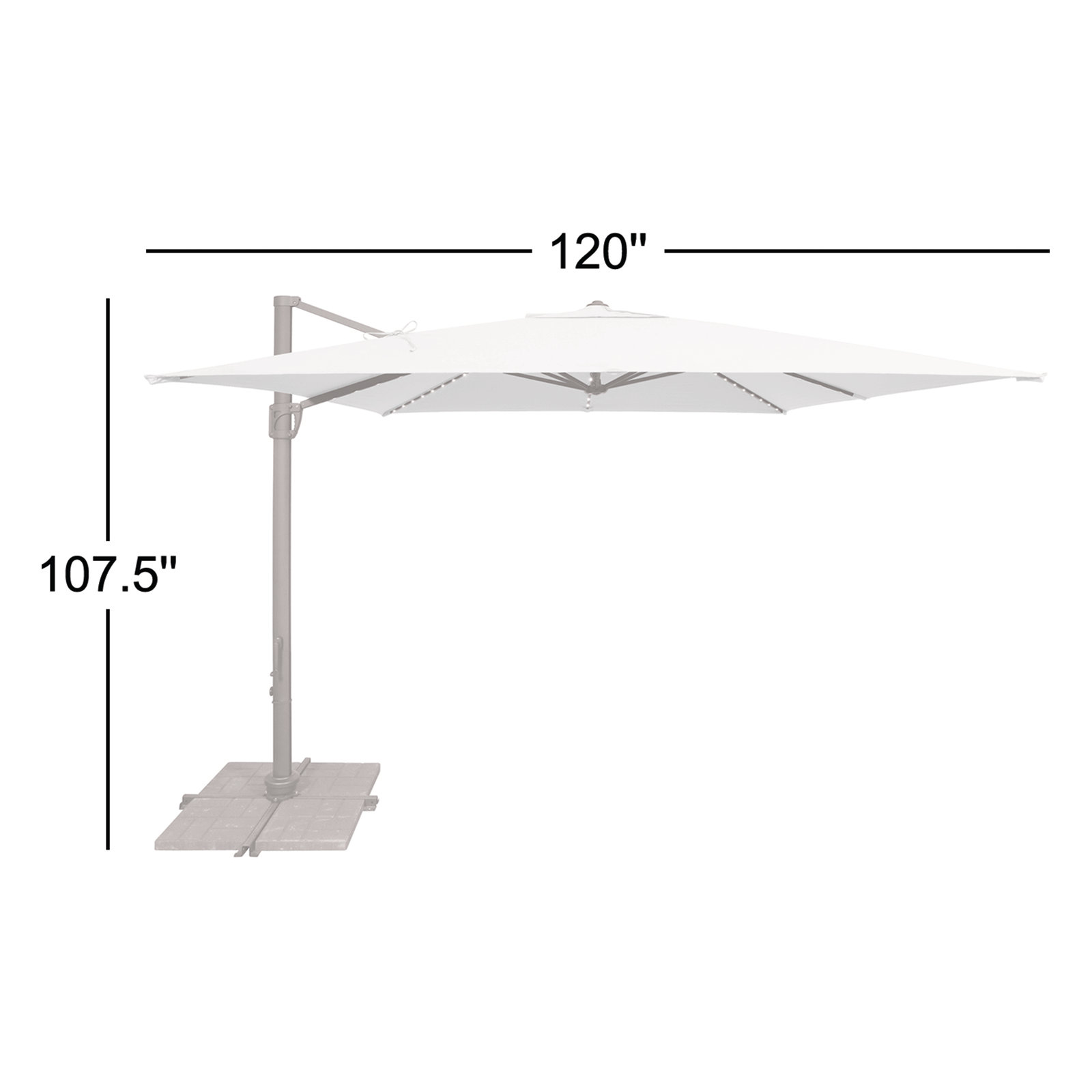 Windell 10' Cantilever Umbrella with Lights, Antique Beige Sunbrella® Canvas