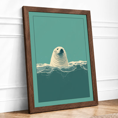 Seal in Waves Coastal - Framed Print