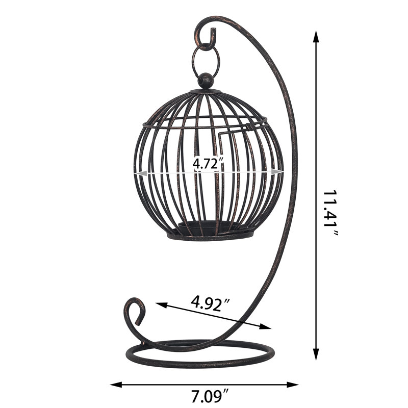 11" H Metal Candle Lantern, Decorative Candle Holder for Indoor Outdoor Tabletop Mantel, Bronze