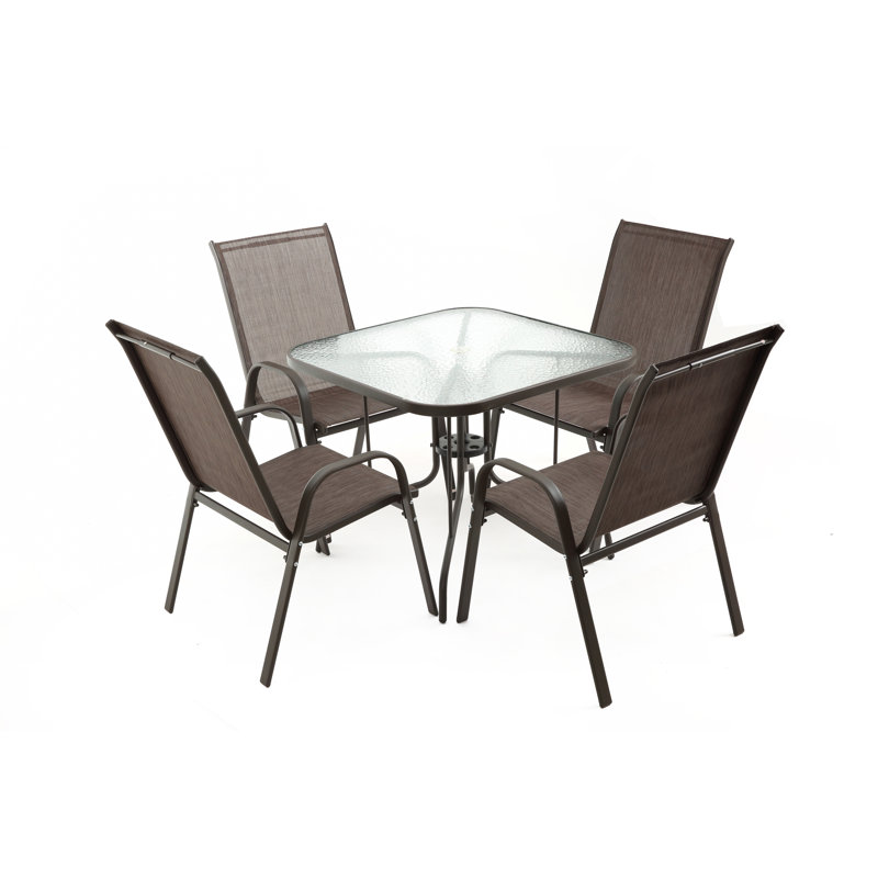 Table bistro extérieure pour 35 personnes avec plateau en verre trempé et trou de parasol de 1,5 po