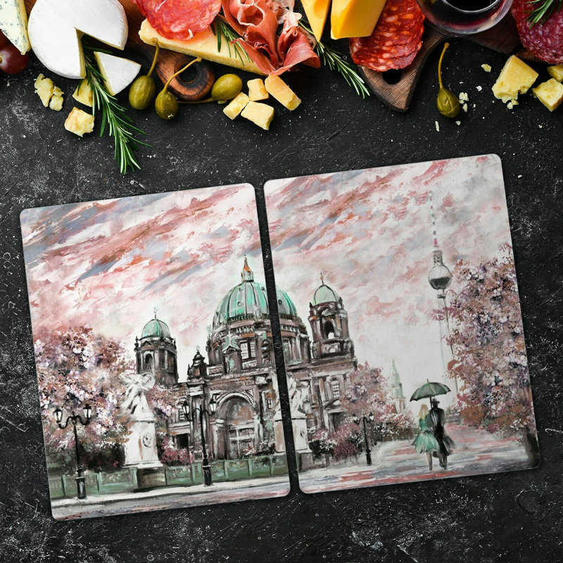 Newbill Church People Trees Autumn Chopping Board, 30cm L x 52cm W