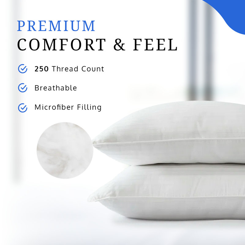 Covers & All Bed Pillows For Sleeping, Breathable Microfiber Cooling Pillow For Side Sleepers, Back & Stomach Sleepers, Queen Size Pillows Set Of 2, Washable Neck Support Pillows