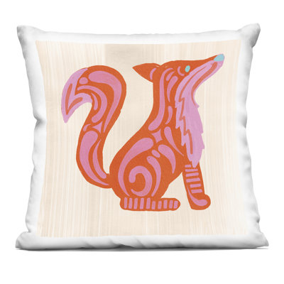 Whimsical Folk Fox Vibrance Decorative Printed Throw Pillow, design by The Paper Curator