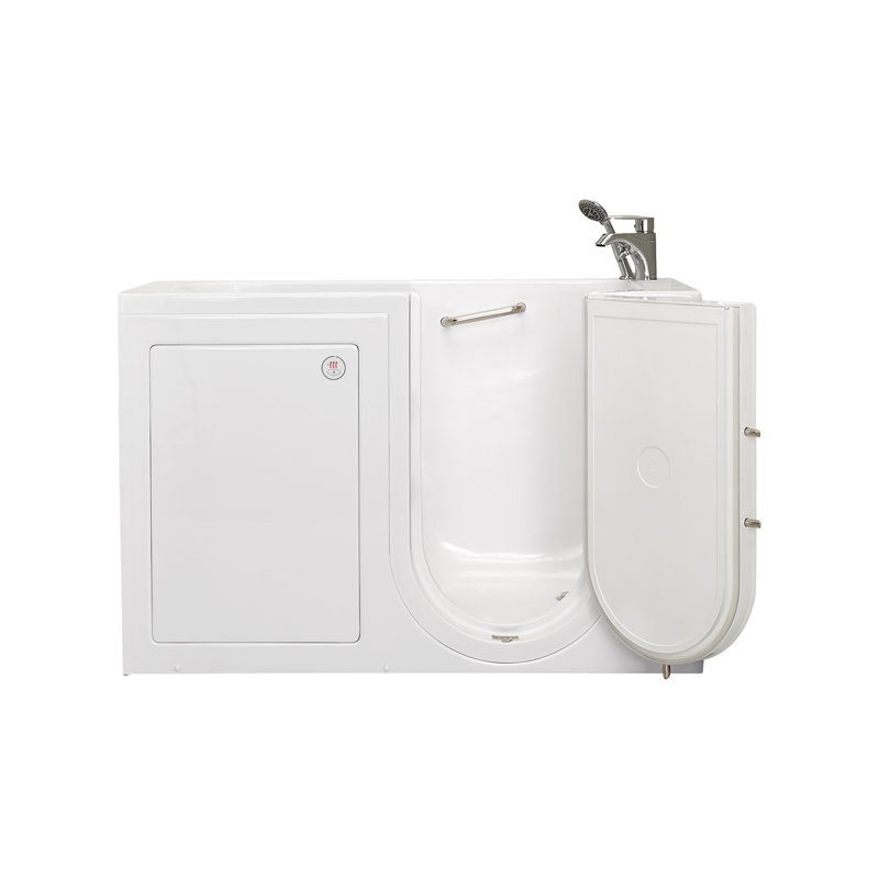 Ella Lounger 27"x60" Acrylic Soaking Walk-In-Bathtub, Right Outward Swing Door, Heated Seat, 2 Piece Fast Fill Faucet, 2" Dual Drain