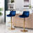 Of 2 Navy Bar Stools. Footrest & Base, Height Adjustable. Velvet + Golden Leg, Mechanical Lifting, Swivel, 23.22 In Package Depth Adjustable Base. Foam Filled