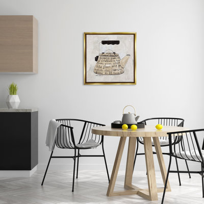 "Coffee & Tea Kettle", art mural sur toile flottant brun, design par Carol Robinson