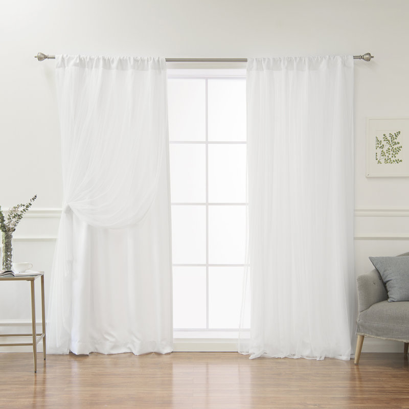 Harborcreek Solid Color Blackout Thermal Rod Pocket Curtain Panels, 52" W x 84" L, White
