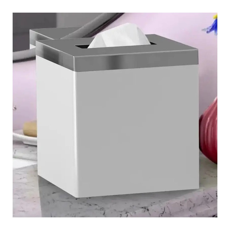Couvercle de boîte à mouchoirs carrée en céramique avec finition blanche brillante pour boîtes standard