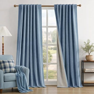  Chenille 100% Blackout Curtains, Thermal Insulated Rod Pocket & Back Tab Window Panels