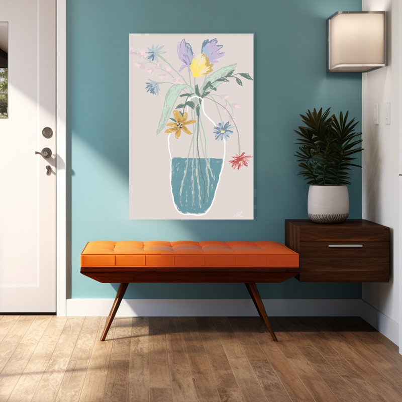 Art contemporain Art floral contemporain, H 48 po x l 32 po