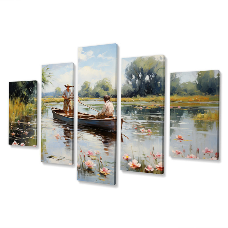 L'étang à Montgeron - art mural sur toile, 5 panneaux