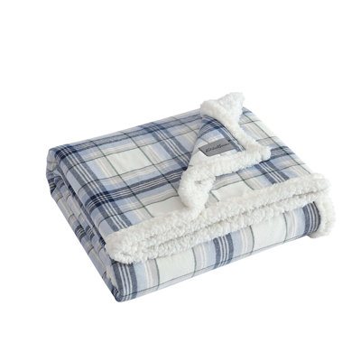 Eddie Bauer Printed Flannel/Sherpa Throw Blankets