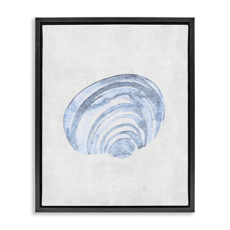 Cadre flottant bleu subtil escargot de mer, design par Camila Juncos, Cadre flottant noir de jais, H 21 po x l 17 po