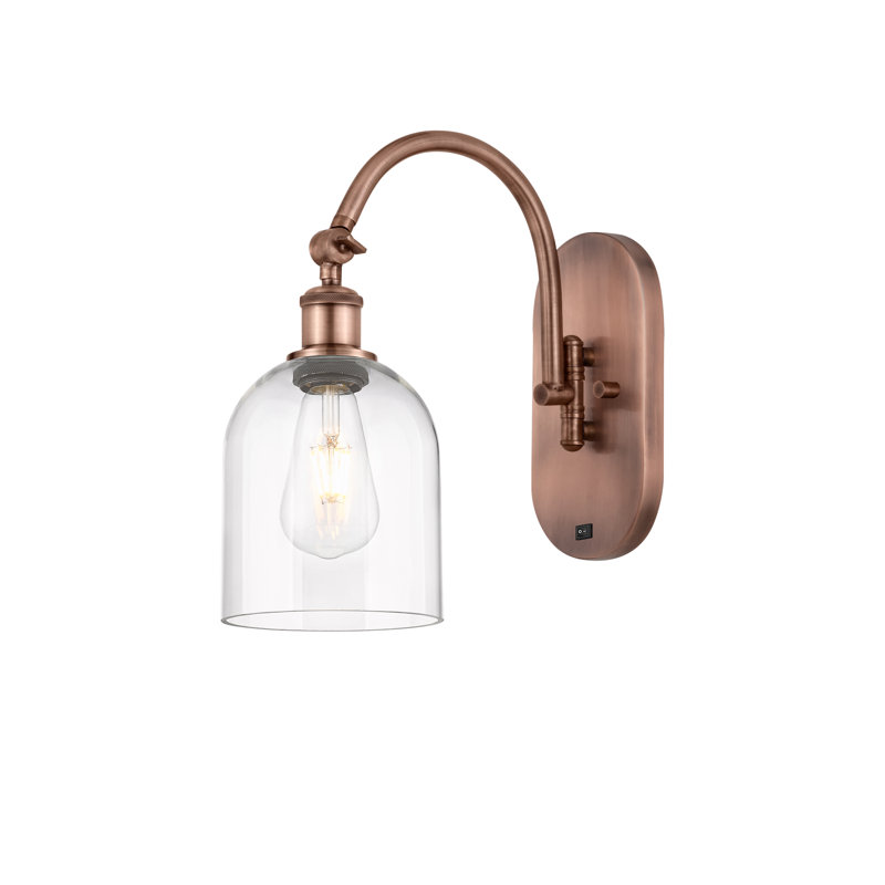 Odaniel Steel Armed Sconce, Antique Copper, Clear