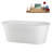 59" Streamline Soaking Matte White Stone Resin Freestanding Tub and Tray With Internal Drain in Polished