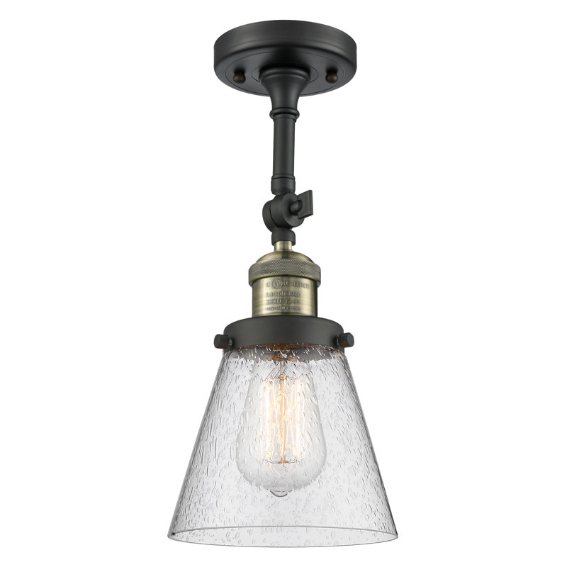 Hardiman Glass Semi Flush Mount, Black Antique Brass, Seedy, 13.5" H x 7.75" W x 7.75" D