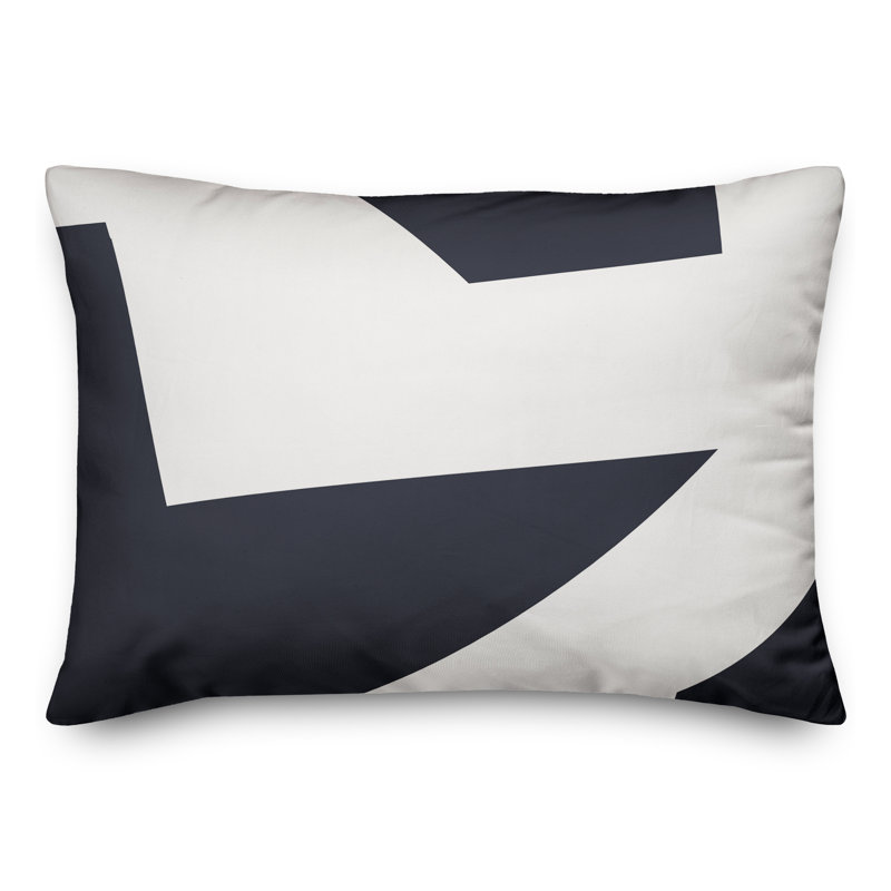  Coussin décoratif géométrique intérieur / extérieur en polyester, H 18 po x l 25 po, Bleu marine