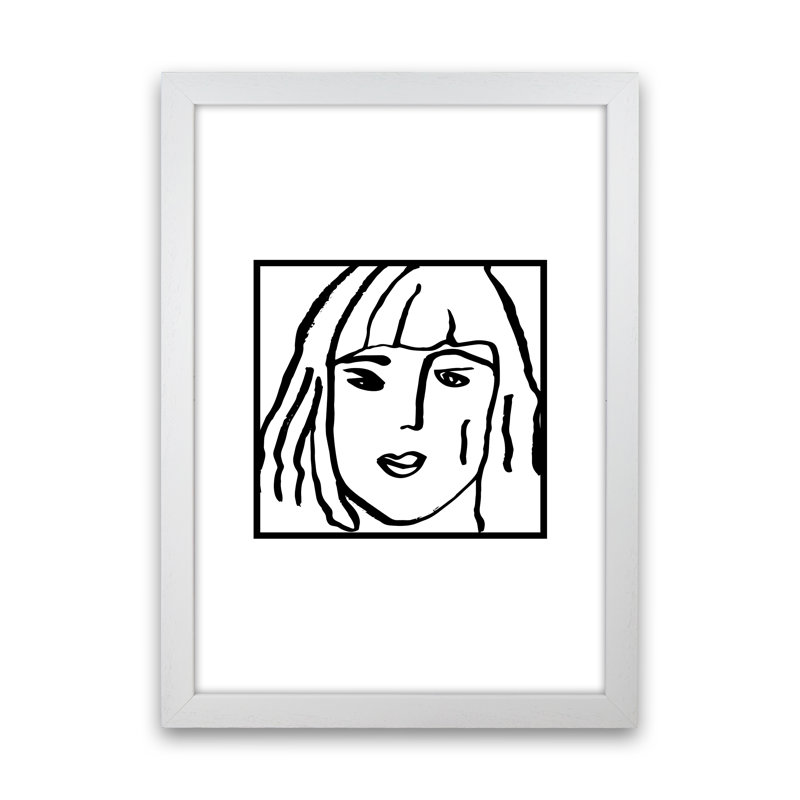 Female Face Square by Planeta444 - Print, 63cm H x 46cm W x 3cm D, White Framed