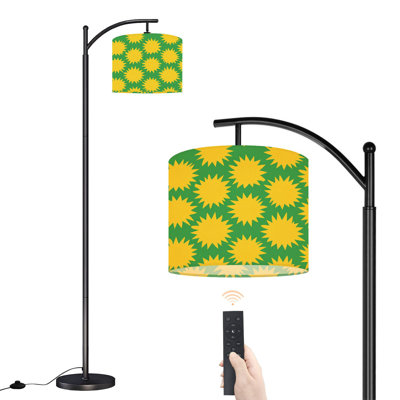 Lampe sur pied arc avec abat-jour réglable Lampe sur pied vibrante jaune-vert 3 températures de couleur Lampe à mât haut avec interrupteur au pied pour la chambre à coucher