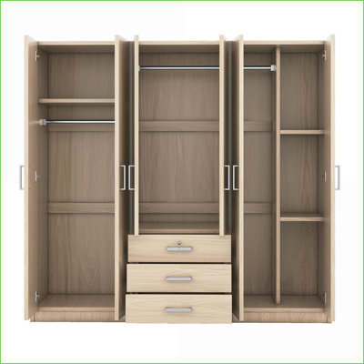 Commodes et amp; Armoire moderne en MDF à 6 portes avec grands tiroirs brun l 70,9 po x H 68 po x P 19,2 po | Brun | Panneau de fibres à densité moyenne