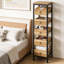 5-Tier Narrow Storage Rack with Pull-Out Drawers – Sturdy Wood & Metal Frame, Multi-Use Kitchen Organizer for Fruits, Vegetables – Easy Access Utility Shelf-1722370309