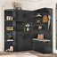 Armoire de vestibule multifonctionnelle gauche-droite (peut être utilisée séparément) avec rangement et 4 crochets, armoire de rangement / arbre d'entrée 2 en 1 pour le salon, la cuisine et le couloir, noir, buffet-125535449