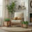 Wood and Rattan Elevated Indoor Planter Set