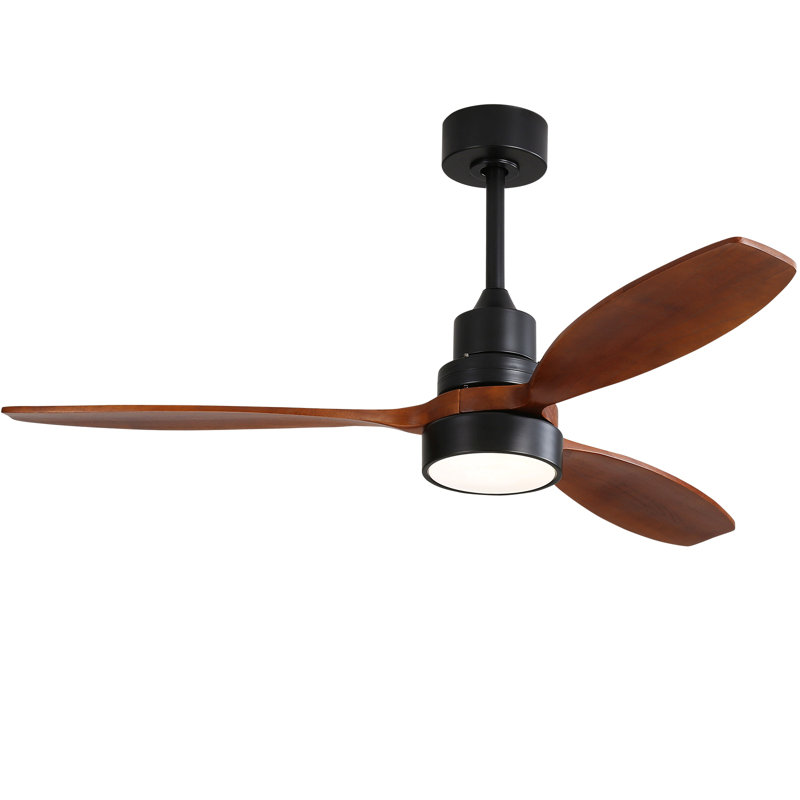 Ventilateur de plafond à profil bas intégré de 52 pouces avec lumière et télécommande pour salon de patio