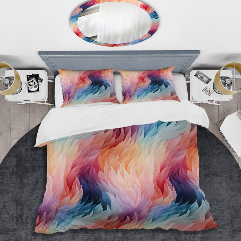 Ethereal Whispers Chevron Pattern Abstract Duvet Cover, Twin Duvet Cover + 1 Standard Sham