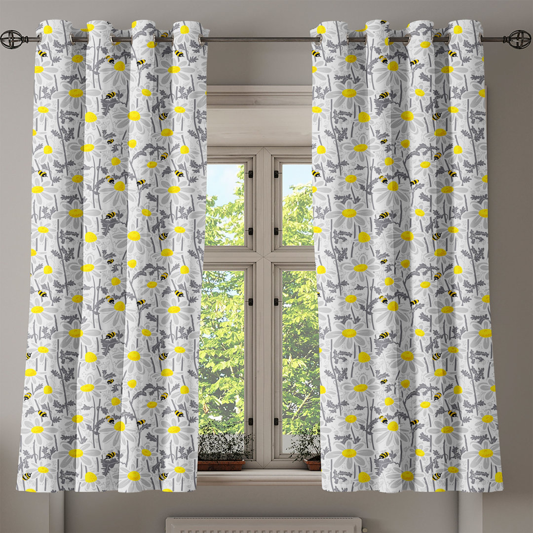 Thermovorhang-Set Reidar Daisy Flowers Bees mit Ösen, halbtransparent