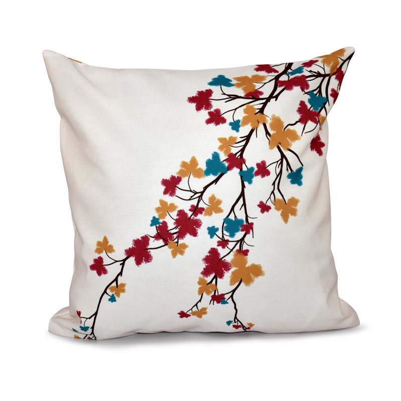 Floral Reversible Throw Pillow, 18" H x 18" W, Teal