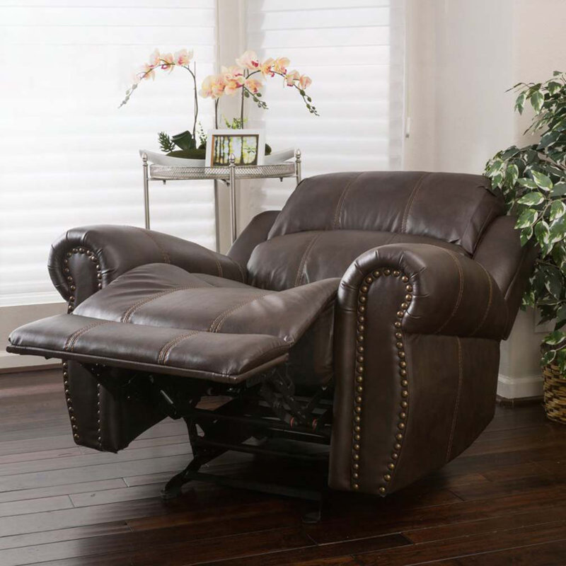 Fauteuil inclinable oscillant standard en similicuir de 43,25 po de largeur, Brun