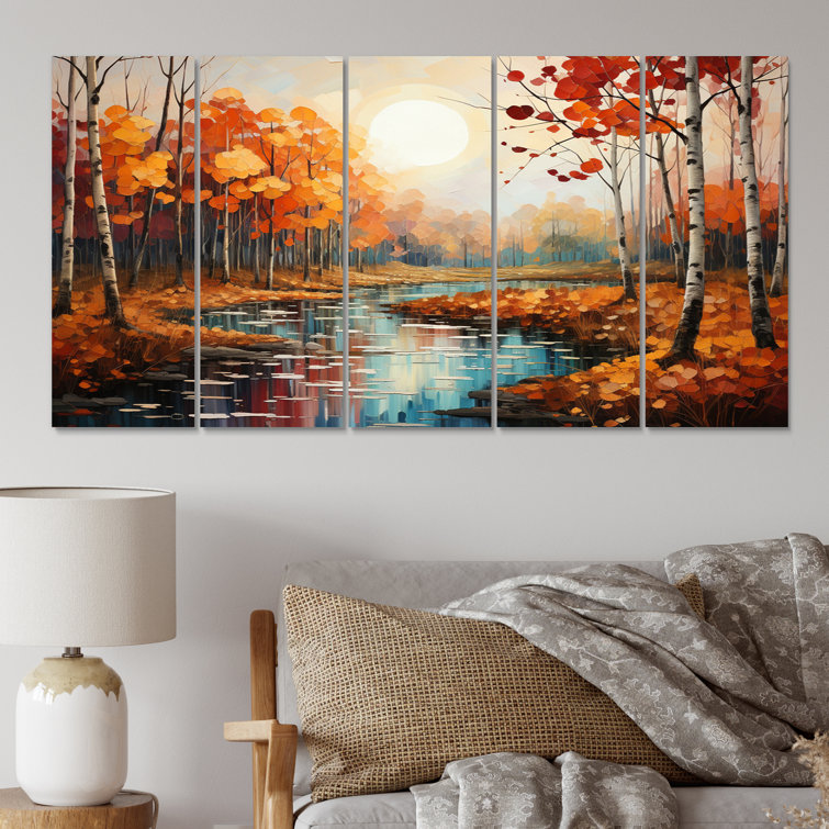 DesignArt Canada Orange Autumn Symphony V Metal Landscape & Nature Wall ...