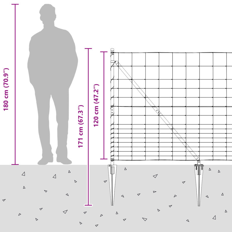Vidaxl Field Fence Galvanized Steel, 120cm H x 2500cm W