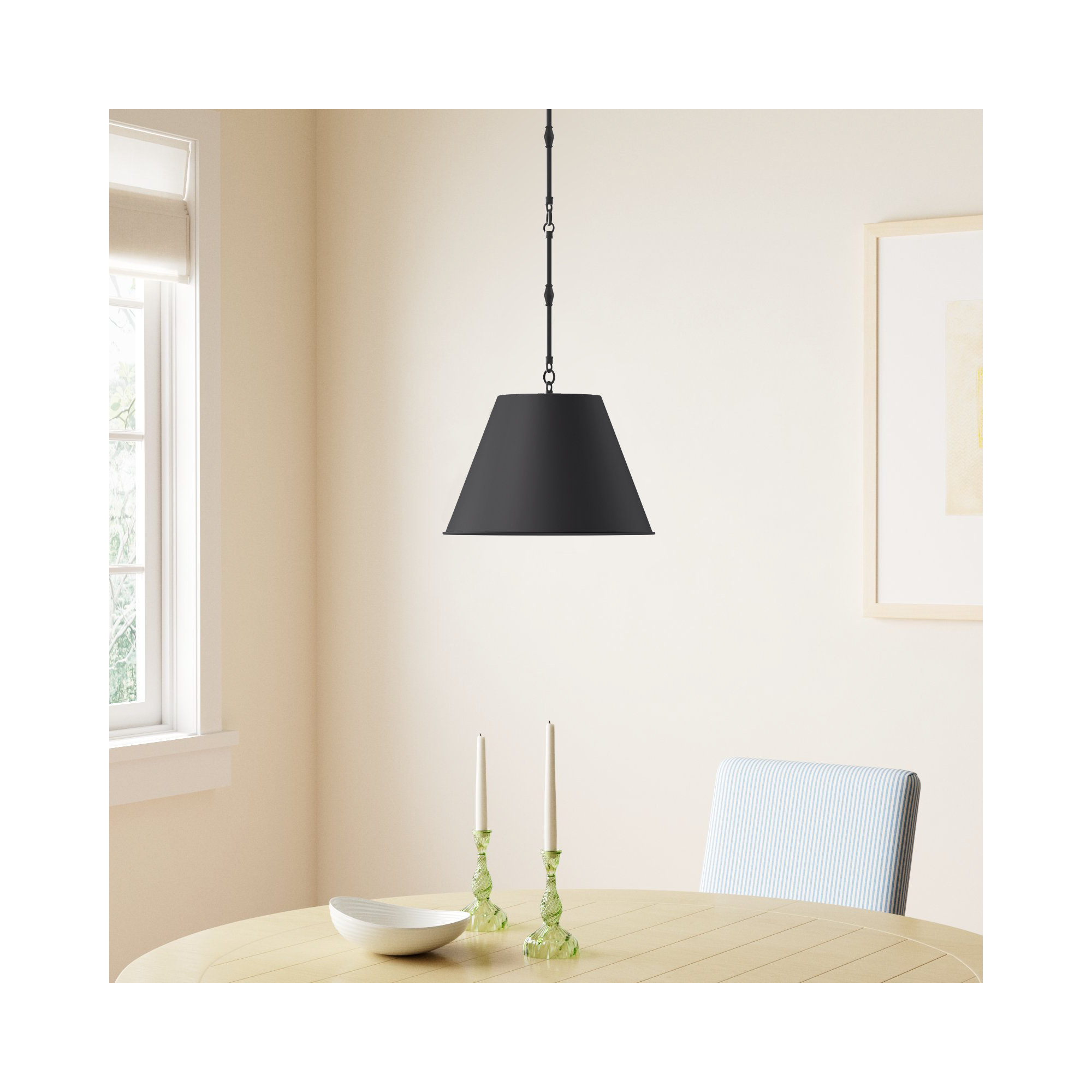 Presley Dimmable Pendant, 8.5" H x 12" W x 12" D, Matte Black