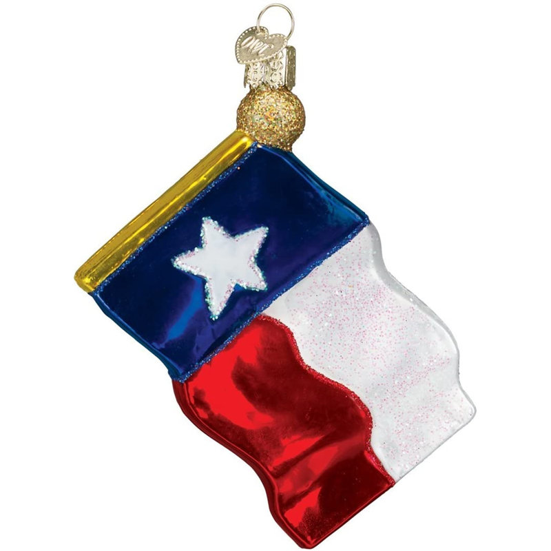 Ornement en verre soufflé pour arbre de Noël Old World Christmas, drapeau de l'État du Texas