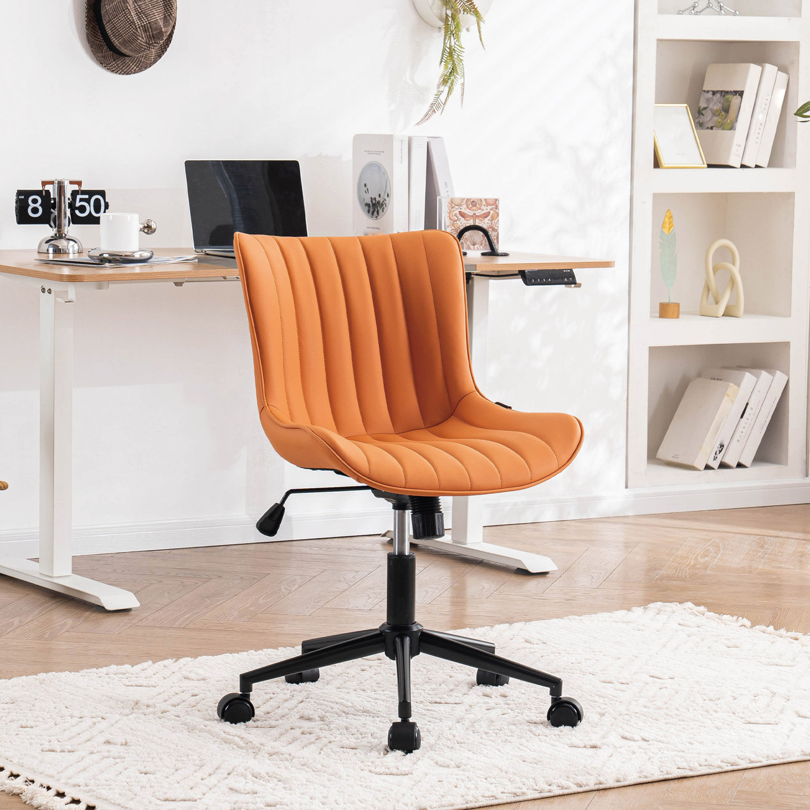 Brionni Leather Office Chair, Camel Performance Faux Leather