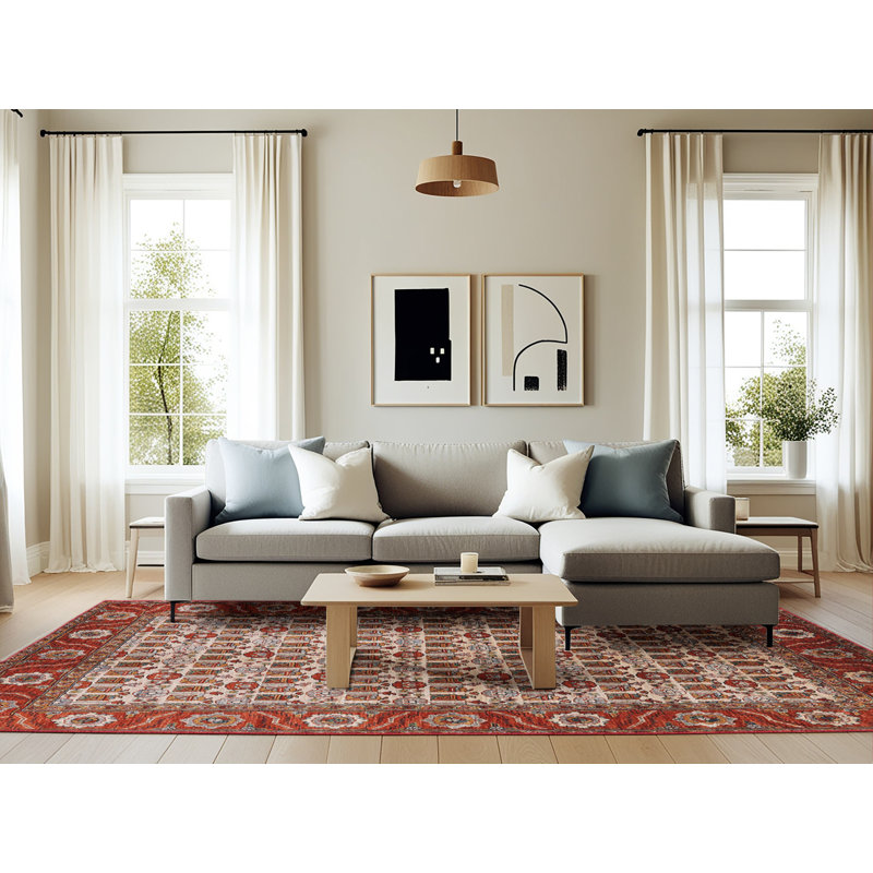 Tapis oriental rouge / beige, Rectangle 6 pi x 9 pi