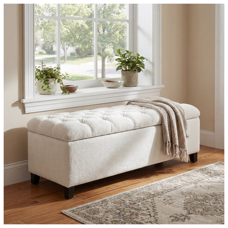 Banc de rangement avec repose-pieds White Boucle