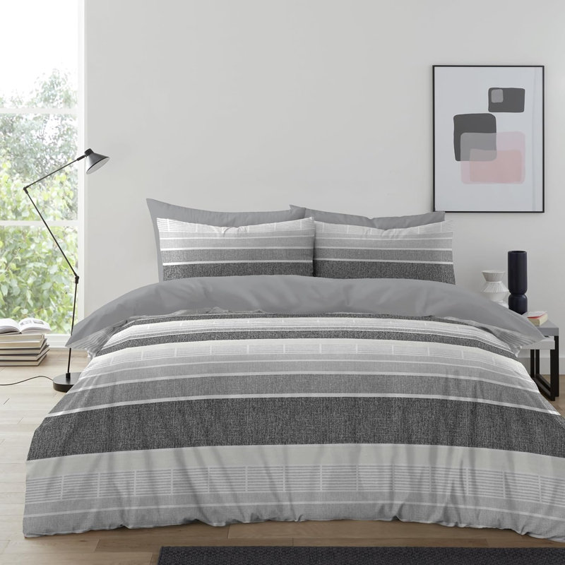 GC GAVENO CAVAILIA Duvet Cover Set, King Duvet Cover Set + 3 Additional Pieces, Charcoal Plaid