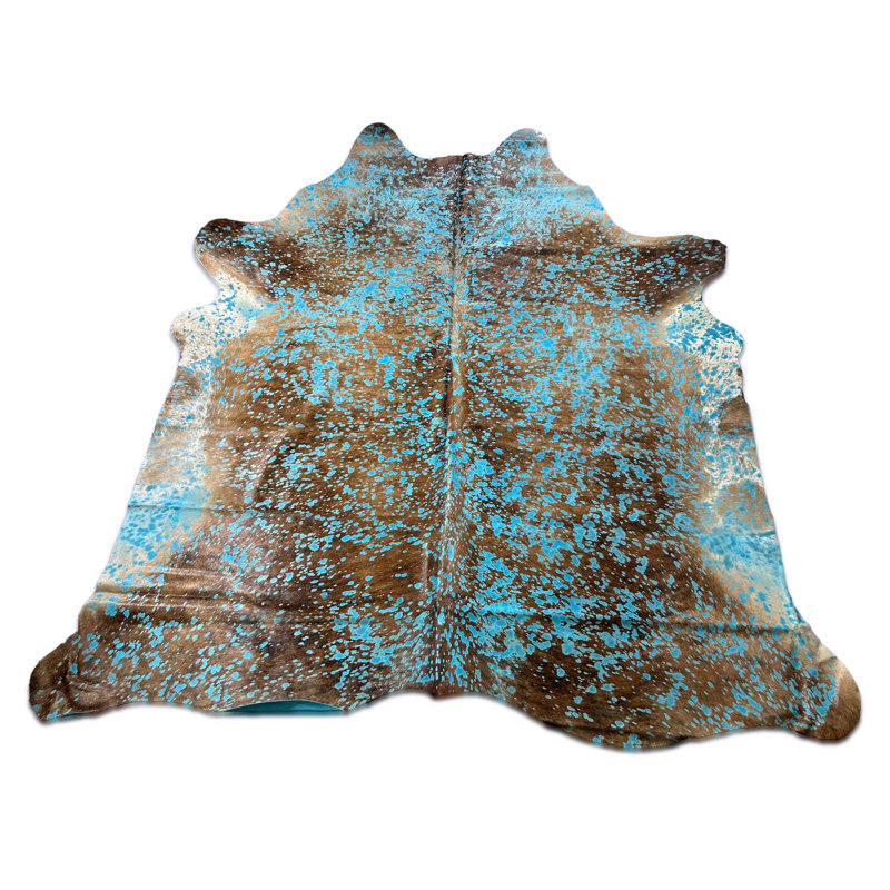 Viscose Turquoise Acid Washed Cowhide Rug