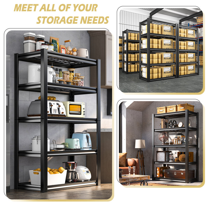 36" W 5-Tiers Garage Shelving Unit, Adjustable Metal Wire Storage Shelf for Basement, Warehouse, Pantry, Black