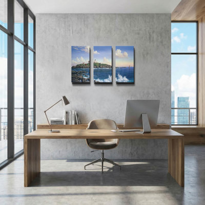 'Cape Neddick, Maine' By Eduardo Camoes Triptych Wall Art, 36" x 24"